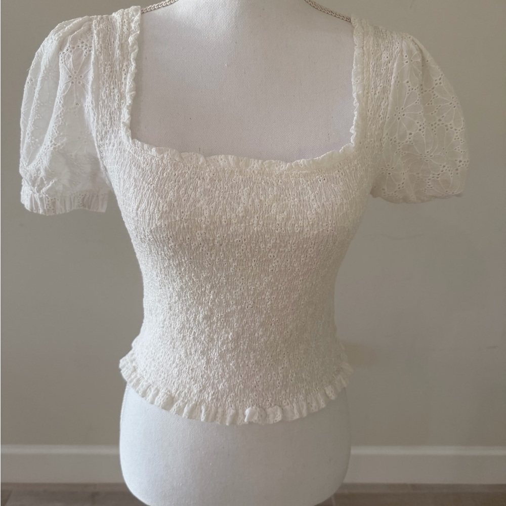 Astr the Label Hudson Smocked Eyelet Top - Picture 6 of 12